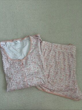 LAKE 100% Cotton Shorts Set in English Rose Garden Floral Pink Size XXL